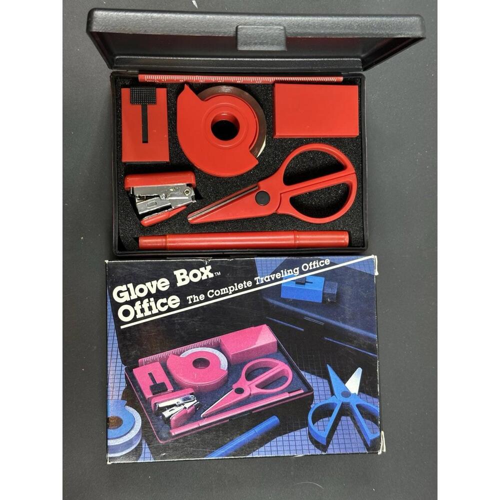 VTG 1986 Chromatics Glove Box Office Scissors Tape Highlighter Eraser Box #2